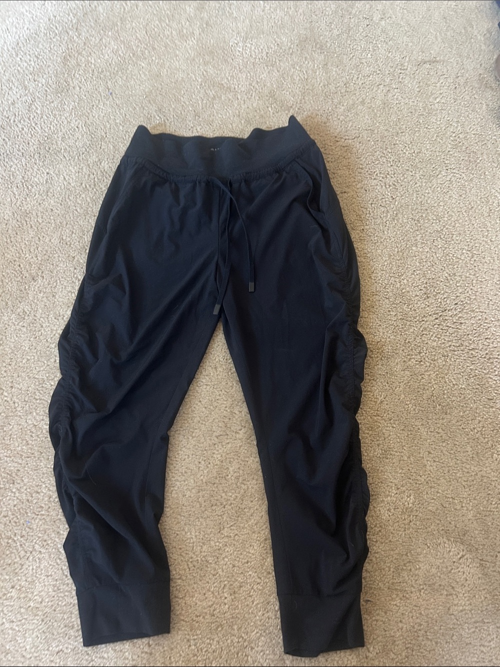 Athleta Black Ruched Track Joggers